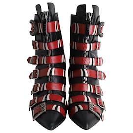 Gucci-Gucci Susan Kingsnake Ankle Boots in Black and Red Leather-Black