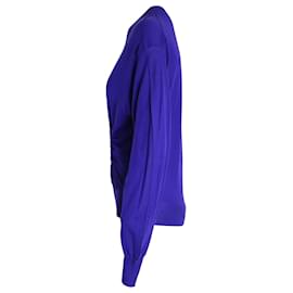 Céline-Celine Window Panel Knitted Sweater in Blue Cashmere-Purple
