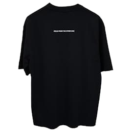 Balenciaga-Balenciaga Alien Head Distressed T-Shirt aus schwarzer Baumwolle-Schwarz