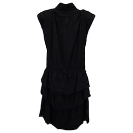 Iro-Iro Calcie Day Tiered Mini Dress in Black Rayon-Black
