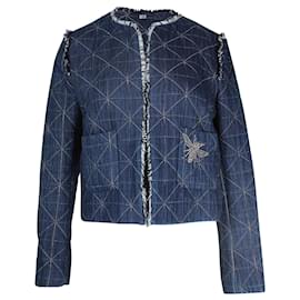 Sandro-Sandro Paris Quilted Jacket in Blue Cotton-Blue