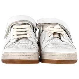 Saint Laurent-SAINT LAURENT SL24 Worn-Effect Sneakers in White Leather-White