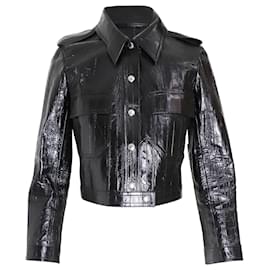 Louis Vuitton-Louis Vuitton Cropped Jacket in Black Leather-Black