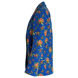 Gucci-Veste blazer à imprimé floral Gucci en coton bleu-Bleu
