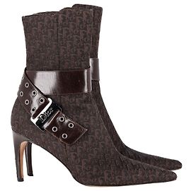 Bottines à bout pointu Dior Diorissimo en toile marron Marron
