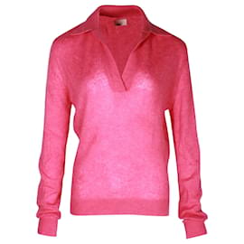 Khaite-Khaite Jo Polo Sweater in Pink Cashmere-Pink