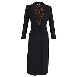 Dolce & Gabbana Fitted Single-Breasted Longline Coat in Black Viscose Black