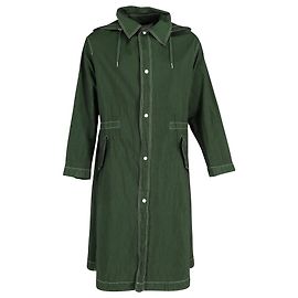 Giacca a vento lunga con cappuccio AMI Paris in poliammide verde scuro Verde