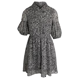Pinko-Pinko Puff Sleeve Mini Dress in Animal Print Polyester-Other