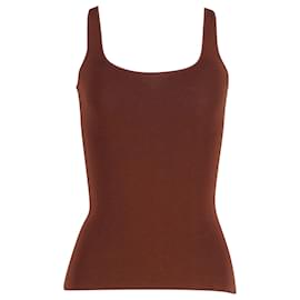 Totême-Toteme Ribbed-Knit Tank Top in Chestnut Brown Viscose-Brown