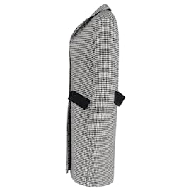 Maje-Maje Houndstooth Coat in Black and White Wool-Grey