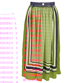 Michael Kors-Michael Kors Printed Midi Skirt in Orange Polyester-Orange