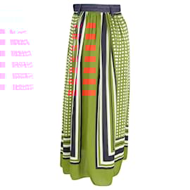 Michael Kors-Michael Kors Printed Midi Skirt in Orange Polyester-Orange