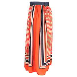 Michael Kors-Michael Kors Printed Midi Skirt in Orange Polyester-Orange