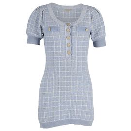 LOVESHACKFANCY Mini-robe en maille tweed Sailor Lurex® en nylon bleu clair Bleu Bleu clair