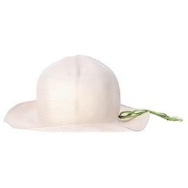 Maison Michel-Maison Michel gewebter Hut mit Seilbesatz aus cremefarbenem Stroh-Weiß,Roh