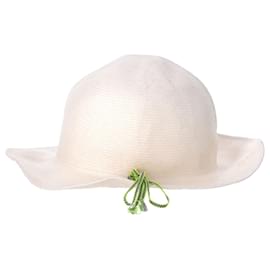 Maison Michel-Maison Michel gewebter Hut mit Seilbesatz aus cremefarbenem Stroh-Weiß,Roh