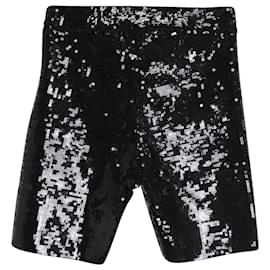 Céline-Celine Sequin Embroidered Cycling Shorts in Black Cotton-Black