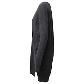 Vince-Vestido estilo suéter de manga larga con cuello en V de Vince/ Bolsillos en lana gris oscuro-Gris