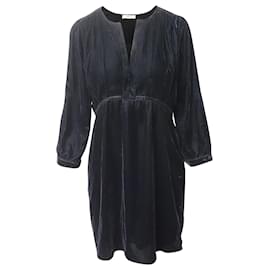 Ba&Sh-Ba&sh Long-Sleeve Velvet Mini Dress in Black Velvet-Black