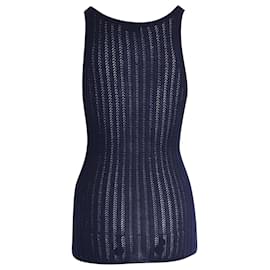 Gabriela Hearst-Gabriela Hearst Nevin Pointelle Knit Tank Top in Navy Blue Cashmere Silk-Navy blue