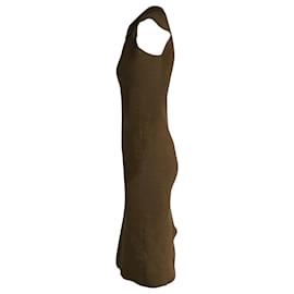 Jacquemus-Jacquemus La Robe Santon Knitted Midi Dress in Brown Linen-Brown