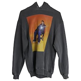 Balenciaga-Balenciaga Printed Hoodie in Grey Cotton-Grey