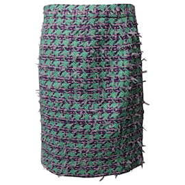 Moschino-Moschino Tweed Houndstooth Skirt in Multicolor Wool -Multiple colors