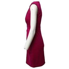 Diane Von Furstenberg-Diane Von Furstenberg Draped Shift Dress in Fuchsia Pink Wool-Pink