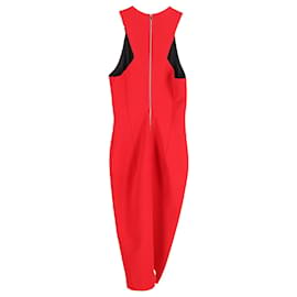 Victoria Beckham-Victoria Beckham Vestido midi tubo con cuello de nadador en viscosa roja-Roja