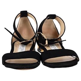 Jimmy Choo-Sandalias planas con tira al tobillo Jamie de Jimmy Choo en ante negro-Negro