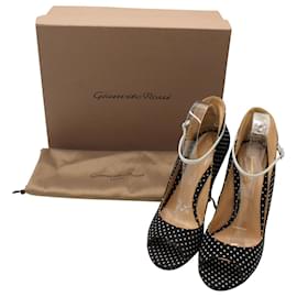 Gianvito Rossi-Zapatos de tacón peep toe con lunares de Gianvito Rossi en algodón negro-Negro