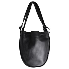 The row-The Row Drawstring Pouch Bag in Black Leather-Black