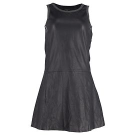 Theory Minivestido alargado sem mangas em couro preto Preto