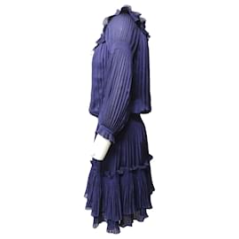 Diane Von Furstenberg-Diane Von Furstenberg New Accordion Dress in Blue Polyester-Blue