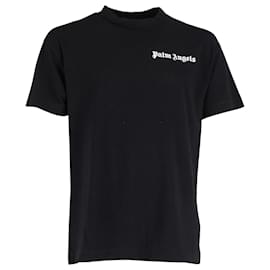 Palm Angels-Palm Angels Logo-Print T-Shirt in Black Cotton-Black