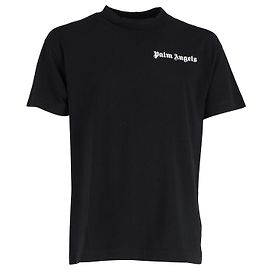 T-shirt con stampa logo Palm Angels in cotone nero Nero