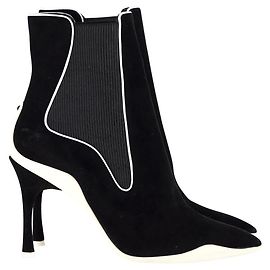 Rene Caovilla René Caovilla Ribbed Side Ankle Boots In Black Suede Black