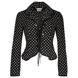 Moschino-Moschino Polka-Dot Fitted Blazer in Black Polyester-Other