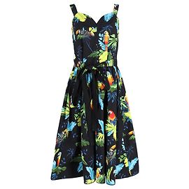 Abito midi Marc Jacobs con stampa pappagallo senza maniche e scollo a cuore in cotone multicolore Altro Stampa python