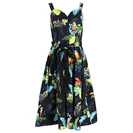 Marc Jacobs-Marc Jacobs Parrot-Print Sleeveless Sweetheart Neckline Midi Dress in Multicolor Cotton-Other,Python print