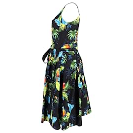 Marc Jacobs-Marc Jacobs Parrot-Print Sleeveless Sweetheart Neckline Midi Dress in Multicolor Cotton-Other,Python print