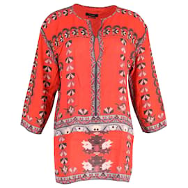 Isabel Marant-Isabel Marant Printed Long Top in Red Modal-Red
