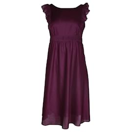 Vanessa Bruno-Vanessa Bruno Ruffled Sleeveless Dress in Purple Cotton-Purple