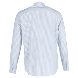 Ami Paris-AMI Paris – Gestreiftes Button-Down-Hemd „Ami de Coeur“ mit Logo aus hellblauer und weißer Baumwolle-Blau,Hellblau