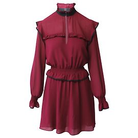 Robe plissée à col haut Pinko en polyester bordeaux Violet