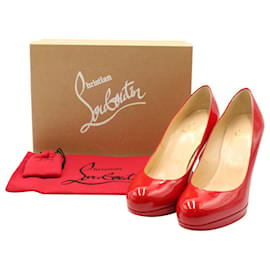 Christian Louboutin-Christian Louboutin Simple Pumps 100 in vernice rossa-Rosso