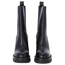 Valentino Garavani-Valentino Garavani Vlogo Block Boots in Black Leather-Black