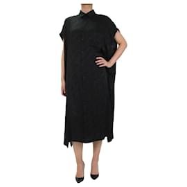 Balenciaga-Black sleeveless tonal printed shirt dress - size FR 38-Black