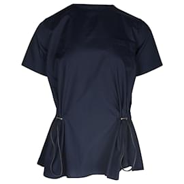 Sacai-T-shirt Sacai Dos Ouvert en Polyester Bleu Marine-Bleu,Bleu Marine